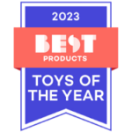 A 2023 Best Products toys of the year award badge.