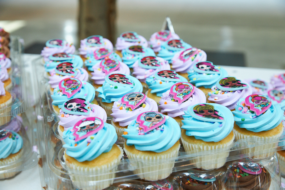 Blue and Pink cupcakes with sprinkles