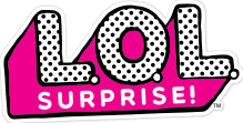 The LOL Surprise logo in full color, black white and pink